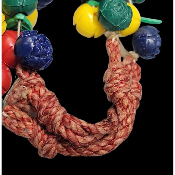 Carved Celluloid Flowers Bracelet Multistrand Colorful Bouquet Rope Bottom 8.5" - Picture 5 of 13